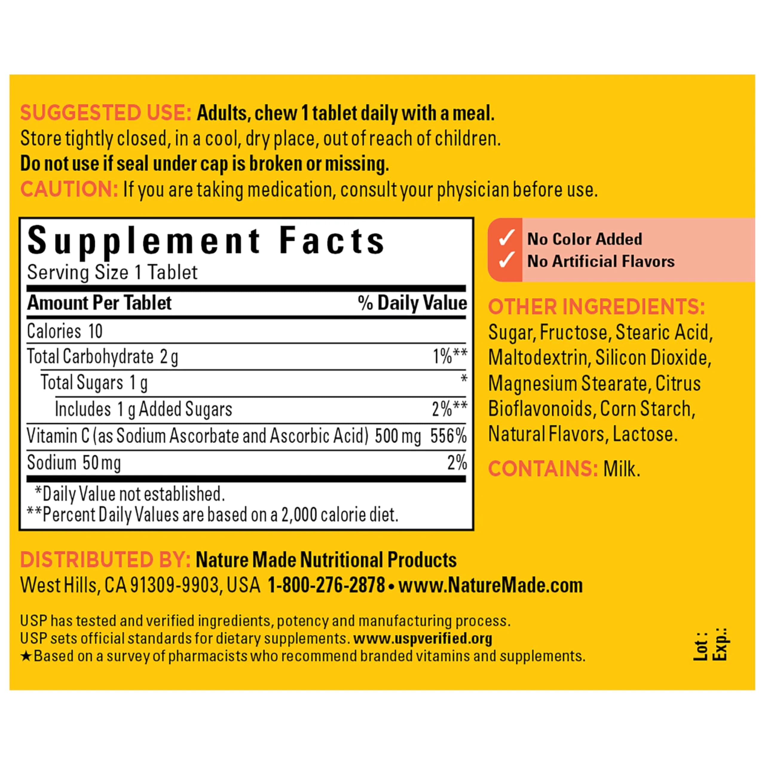 Nature Made Chewable Vitamin C 500 mg Tablets, 300 Count (150 Day Supply x 2) | USP Verified Immune Support - view 8