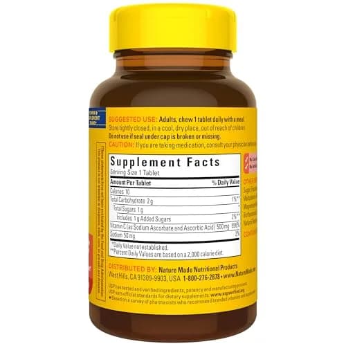 Nature Made Chewable Vitamin C 500 mg Tablets, 300 Count (150 Day Supply x 2) | USP Verified Immune Support thumbnail 9