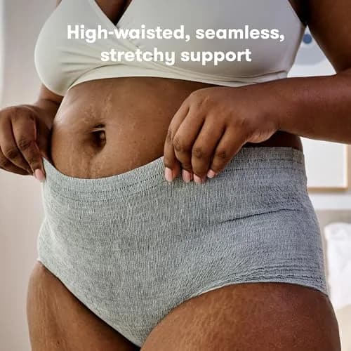 Frida Mom High Waist Postpartum Underwear Grey Regular 2-Pack | Seamless Recovery Support thumbnail 2