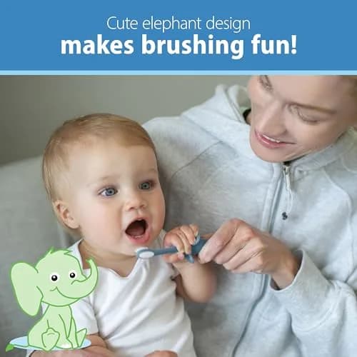Dr. Brown's Infant-to-Toddler Toothbrush Soft Blue Elephant 2 Pack | BPA-Free Training Brush for Ages 0-3 Years thumbnail 7
