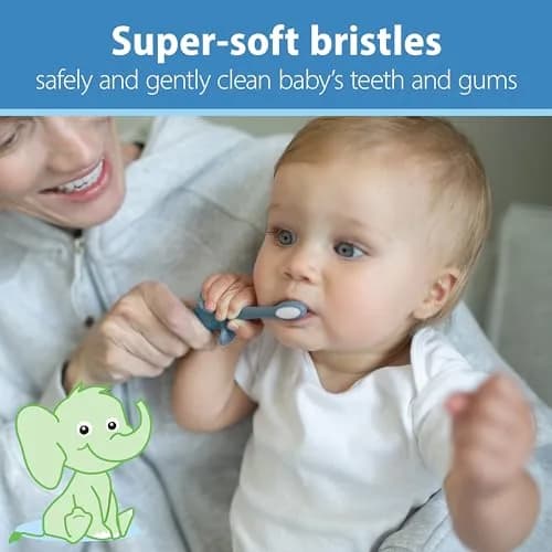Dr. Brown's Infant-to-Toddler Toothbrush Soft Blue Elephant 2 Pack | BPA-Free Training Brush for Ages 0-3 Years thumbnail 2