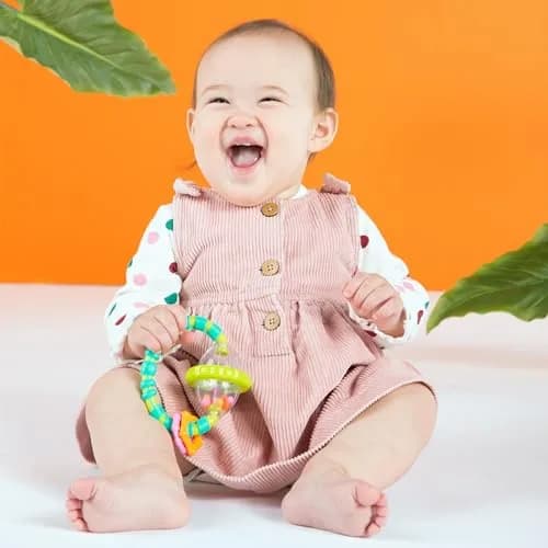 Bright Starts Grab & Spin Baby Rattle & Teether Toy, 2-Pack | BPA-Free Silicone for Ages 3+ Months thumbnail 5
