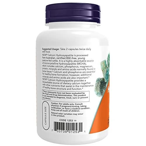 NOW Foods Calcium Hydroxyapatite Bone Health Supplement 240 Capsules (120 Count x 2) | Supports Bone Health thumbnail 3