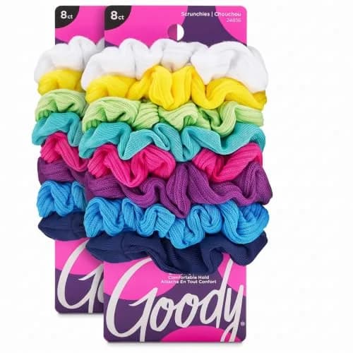 Goody Hair Scrunchie 8 Count Assorted Rainbow | Ouchless, All Hair Types, For Women & Men thumbnail 1