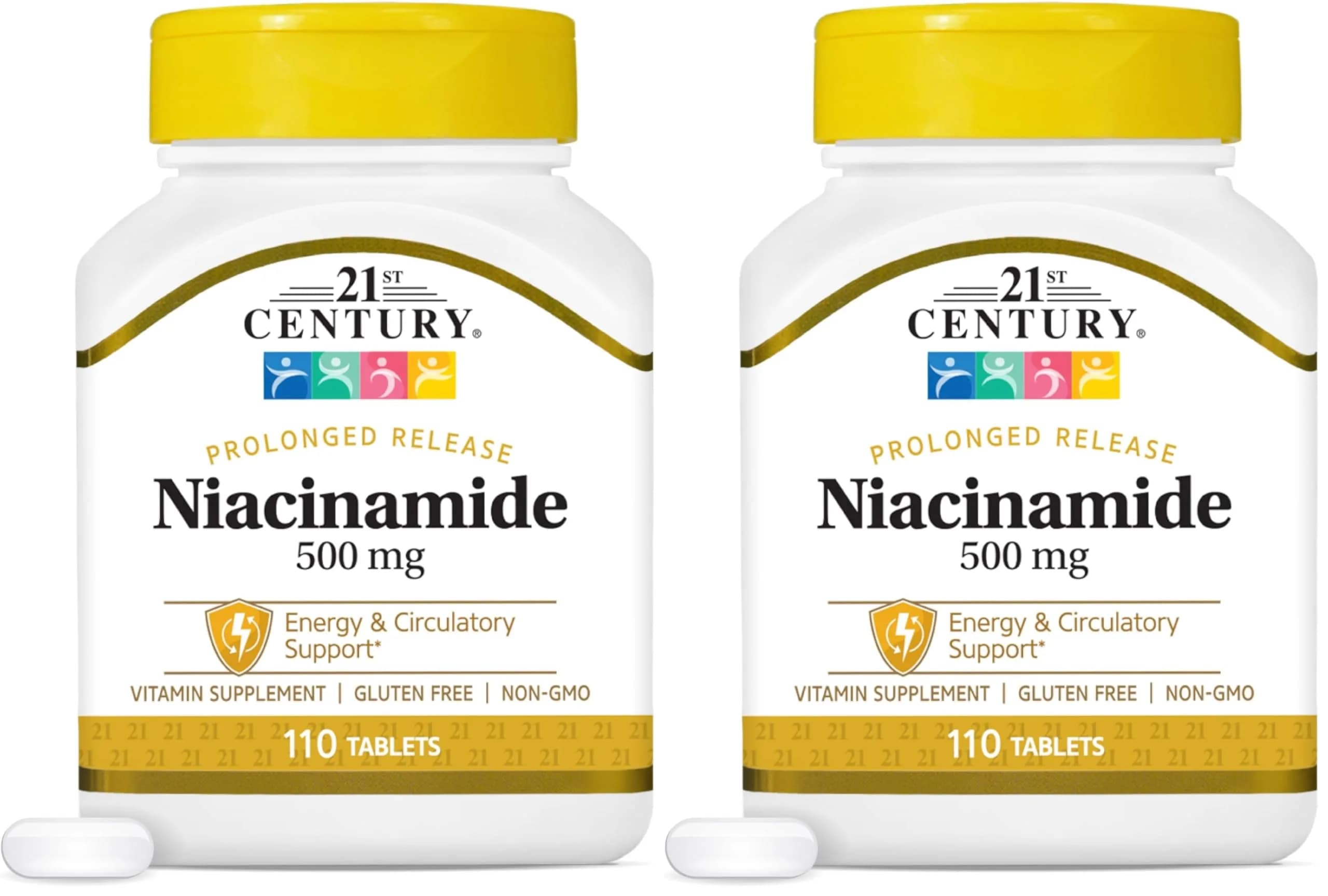 21st Century Niacinamide 500 mg Prolonged Release Tablets, 220 Count (110 Count Pack of 2) | Energy Metabolism Support - main product image