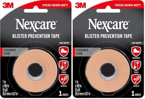 Nexcare Blister Prevention Tape Waterproof Foam Medical Tape 1 in x 5 yds | Cushioned, Breathable & Sweat-Resistant thumbnail 1