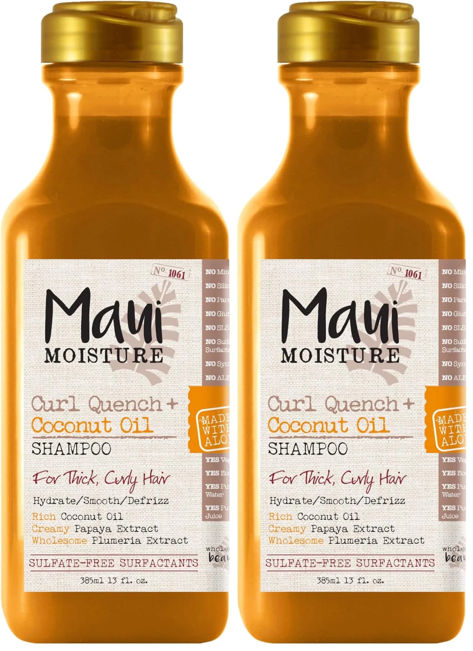 Maui Moisture Curl Quench + Coconut Oil Shampoo & Conditioner Set | Hydrates & Detangles Tight Curly Hair, Vegan, 2x13 fl oz (26 fl oz Total)