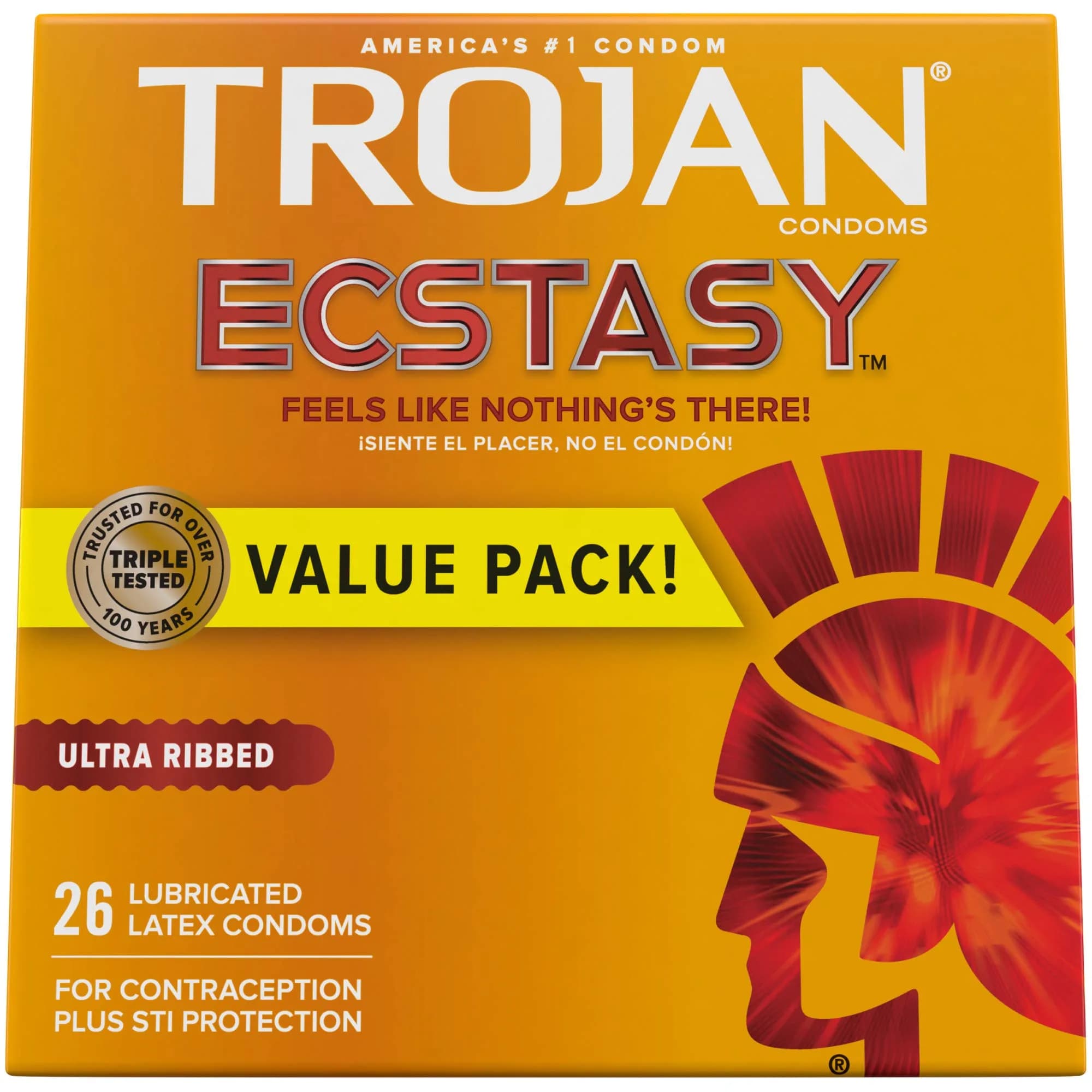 TROJAN Ecstasy Ribbed Latex Condoms for Men, 52 Count (Pack of 2) | Dual Lubricated for Enhanced Sensitivity - view 8