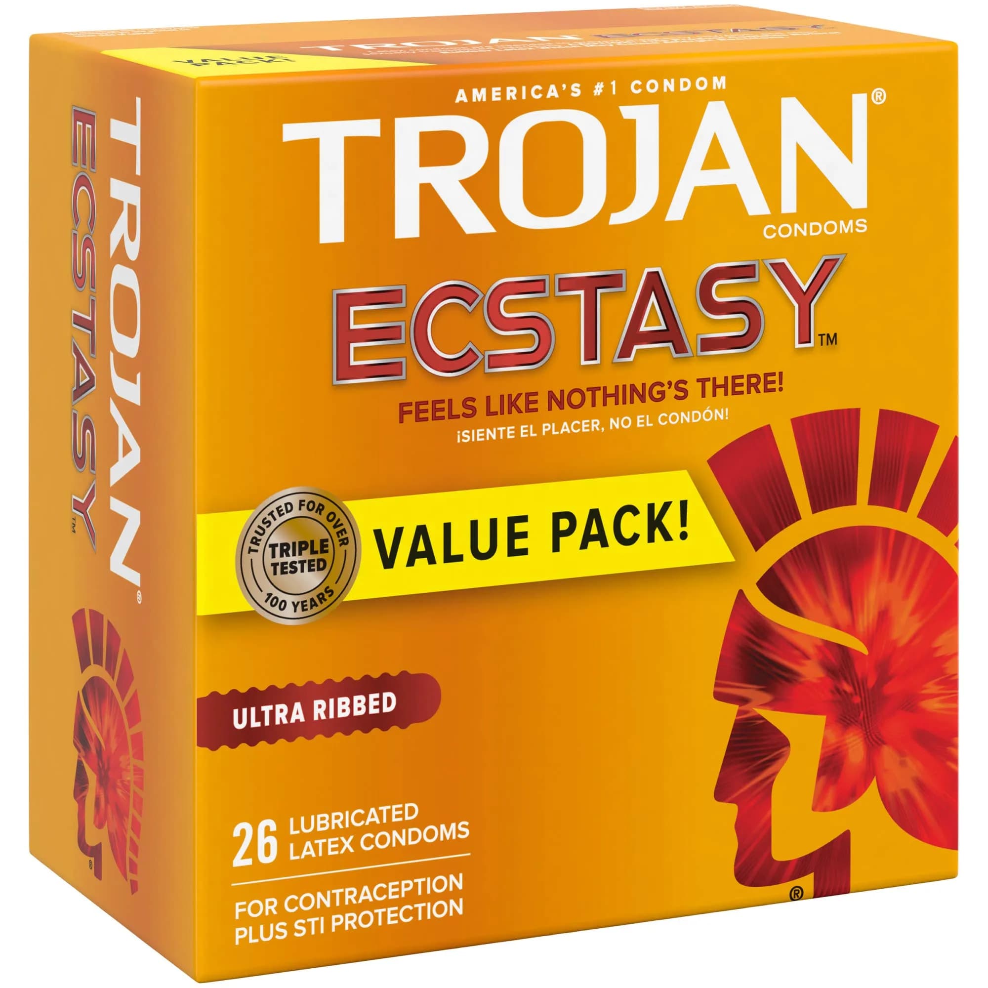 TROJAN Ecstasy Ribbed Latex Condoms for Men, 52 Count (Pack of 2) | Dual Lubricated for Enhanced Sensitivity - view 9