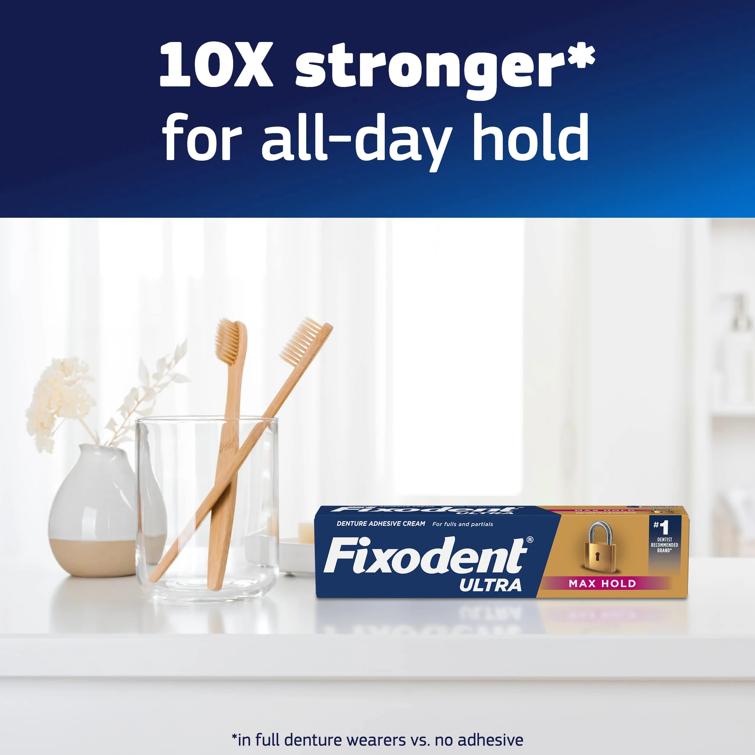 Fixodent Ultra Max Hold Denture Adhesive 2.2 oz | Strongest Hold for Full & Partial Dentures - view 4
