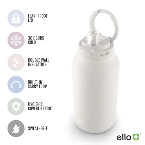 Ello Hydra 64oz Half Gallon Vacuum Insulated Stainless Steel Jug, Cream | Leak-Proof, 40+ Hour Cold Retention thumbnail 3