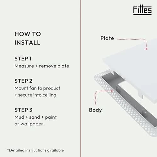 Fittes White Building Material | ABS Plastic Exhaust Fan Cover, 14.25x14.25" | Seamless Wall/Ceiling Fit thumbnail 4