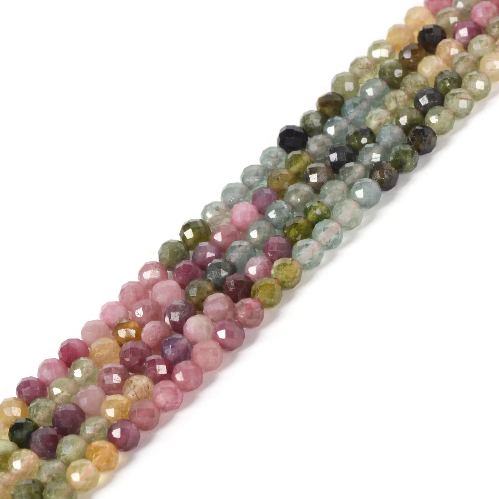 Justinstones Lab Created Red Corundum Faceted Gemstone Round Loose Beads Strand 3mm-4mm | DIY Jewelry Making — Assorted Multicolor Tourmaline
