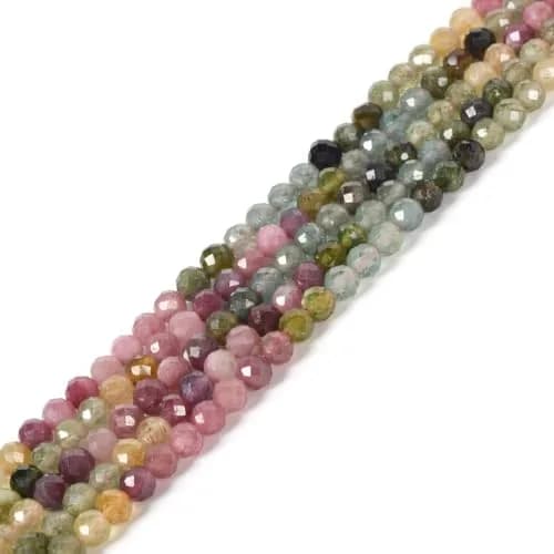 Justinstones 3mm Assorted Multicolor Tourmaline Faceted Gemstone Round Loose Beads Strand 15.5-16" | DIY Jewelry Making thumbnail 1
