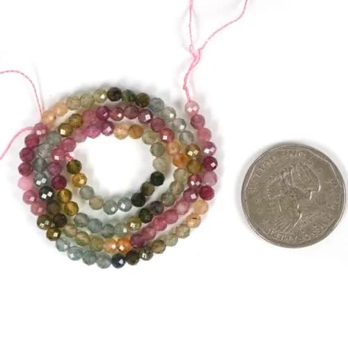 Justinstones 3mm Assorted Multicolor Tourmaline Faceted Gemstone Round Loose Beads Strand 15.5-16" | DIY Jewelry Making thumbnail 3