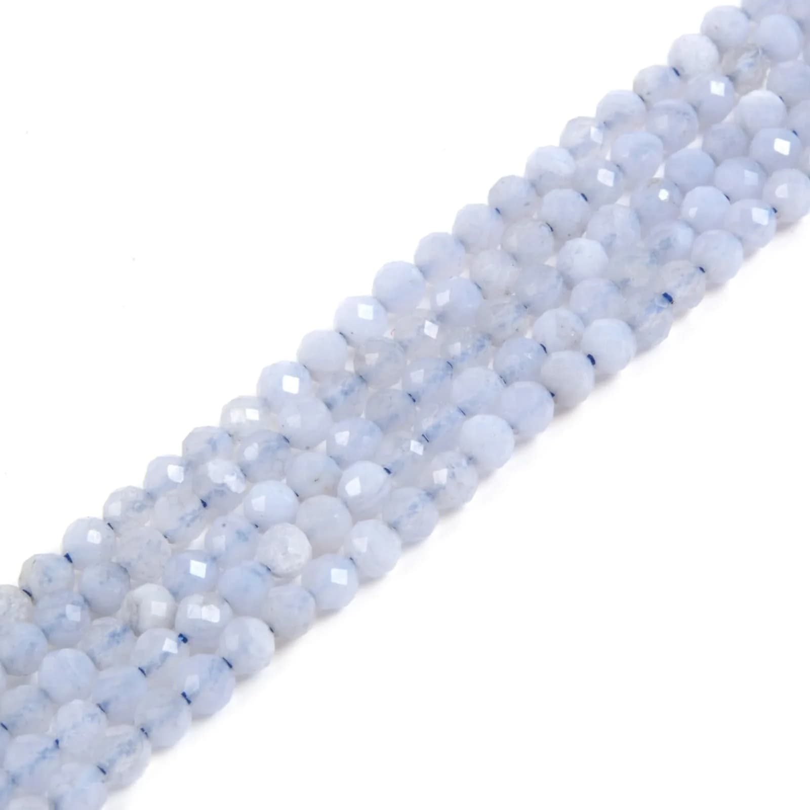 Justinstones Lab Created Red Corundum Faceted Gemstone Round Loose Beads Strand 3mm-4mm | DIY Jewelry Making — Blue Chalcedony