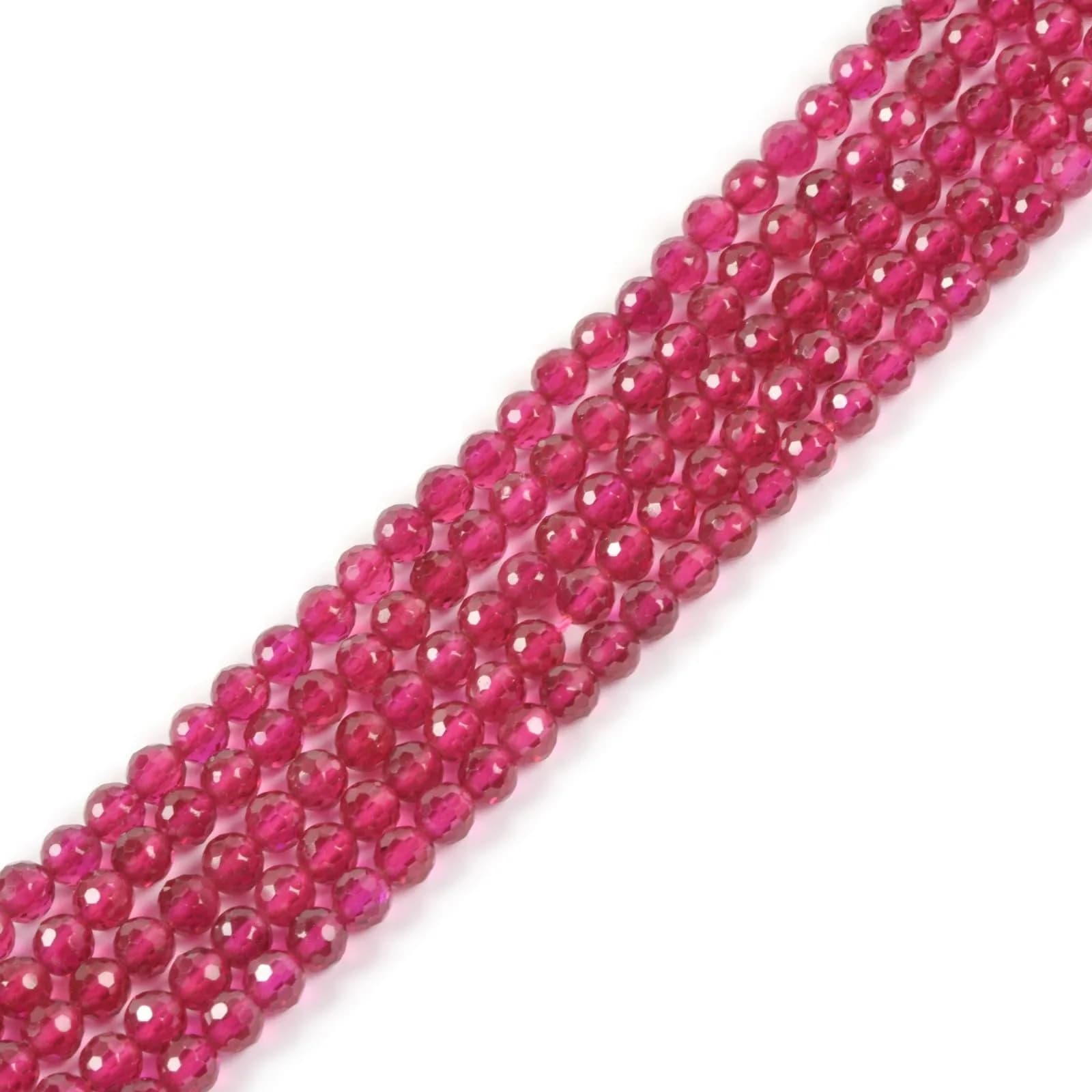 Justinstones Lab Created Red Corundum Faceted Gemstone Round Loose Beads Strand 3mm-4mm | DIY Jewelry Making - main product image