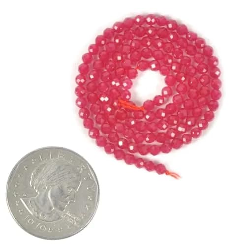 Justinstones Lab Created Red Corundum Faceted Gemstone Round Loose Beads Strand 3mm-4mm | DIY Jewelry Making thumbnail 3