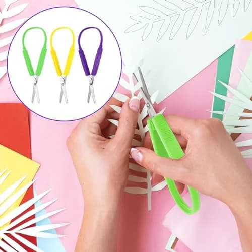 Yolev Loop Scissors 3Pcs | Safe, Ambidextrous Kids Craft Scissors 14cm thumbnail 5