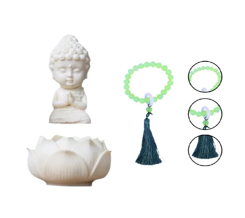 AARAMBH Outlet Lotus Baby Buddha Statue White Glossy Finish 10.16cm (4in) | Serene Home & Office Decor thumbnail 6