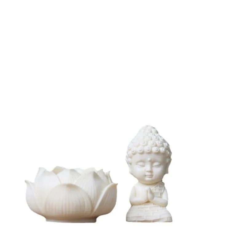 AARAMBH Outlet Lotus Baby Buddha Statue White Glossy Finish 10.16cm (4in) | Serene Home & Office Decor thumbnail 7