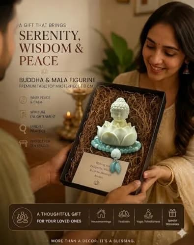 AARAMBH Outlet Lotus Baby Buddha Statue White Glossy Finish 10.16cm (4in) | Serene Home & Office Decor thumbnail 9