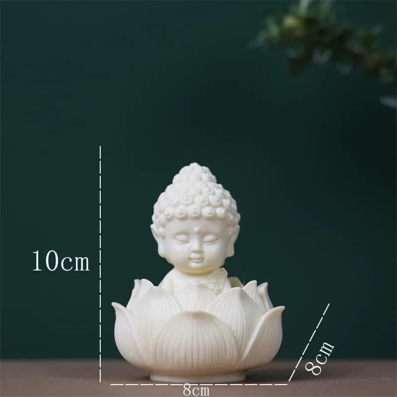 AARAMBH Outlet Lotus Baby Buddha Statue White Glossy Finish 10.16cm (4in) | Serene Home & Office Decor thumbnail 2