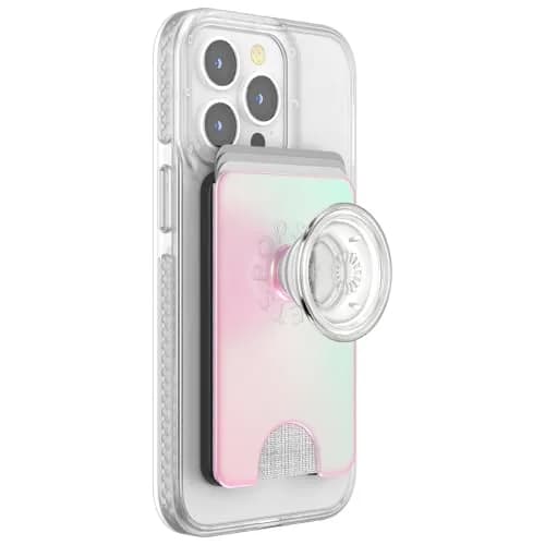 PopSockets Phone Wallet for MagSafe with Grip- Mermaid Pink | Slim Magnetic Wallet with Card Holder thumbnail 1