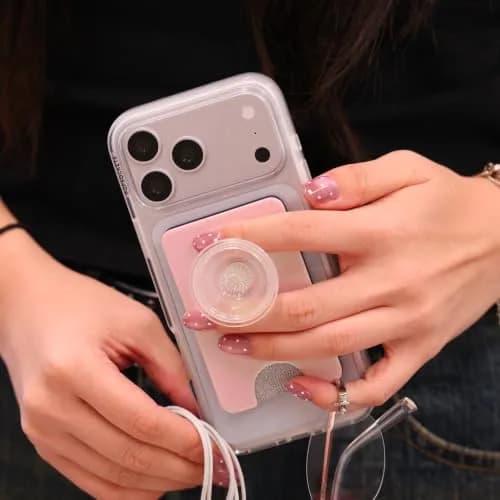 PopSockets Phone Wallet for MagSafe with Grip- Mermaid Pink | Slim Magnetic Wallet with Card Holder thumbnail 6