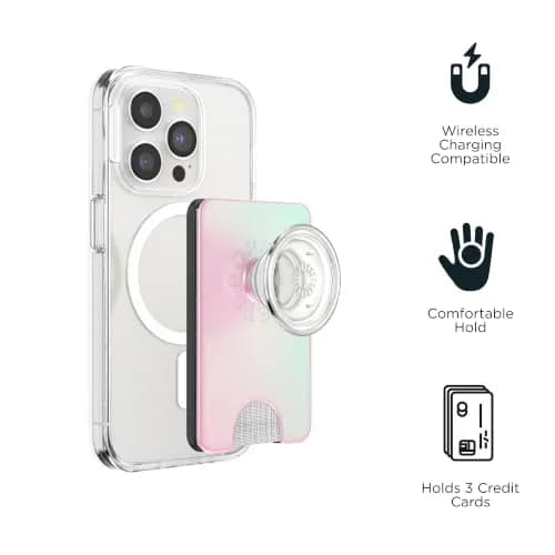 PopSockets Phone Wallet for MagSafe with Grip- Mermaid Pink | Slim Magnetic Wallet with Card Holder thumbnail 4