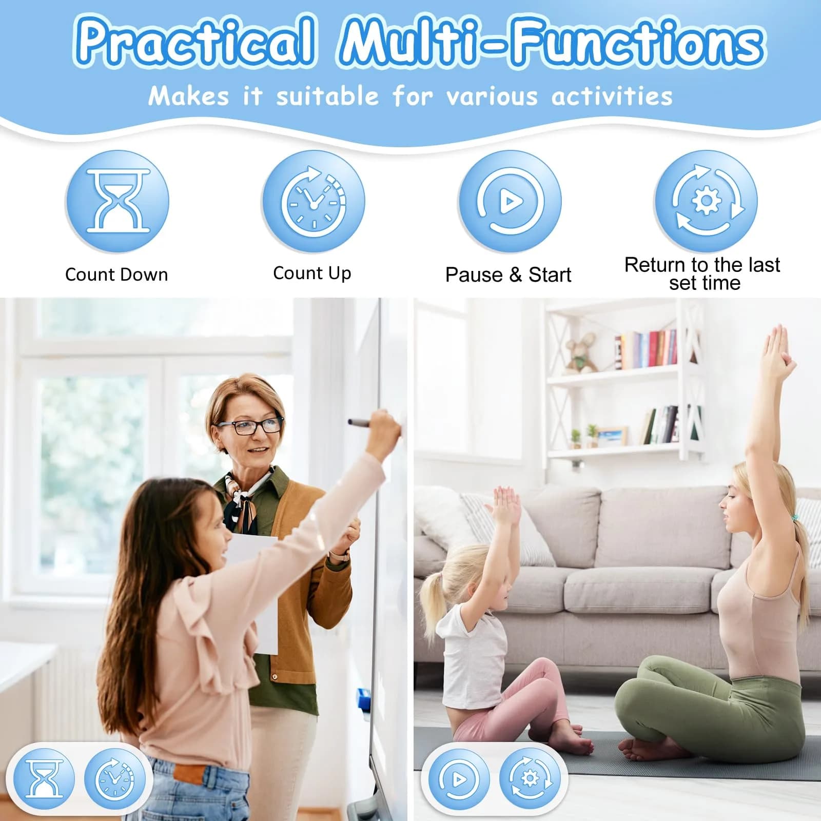 HAUKINIX Visual Countdown Timer for Kids, 2 Pack Blue, 99 Min Max | Fun Time Management Tool for Study & Play - view 6