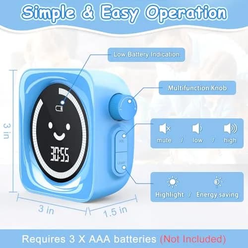 HAUKINIX Visual Countdown Timer for Kids, 2 Pack Blue, 99 Min Max | Fun Time Management Tool for Study & Play thumbnail 3