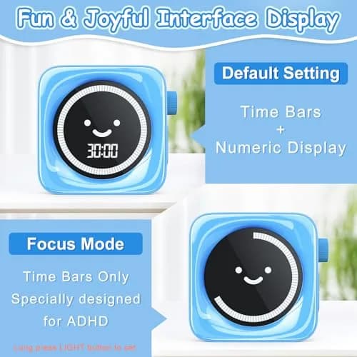 HAUKINIX Visual Countdown Timer for Kids, 2 Pack Blue, 99 Min Max | Fun Time Management Tool for Study & Play thumbnail 4