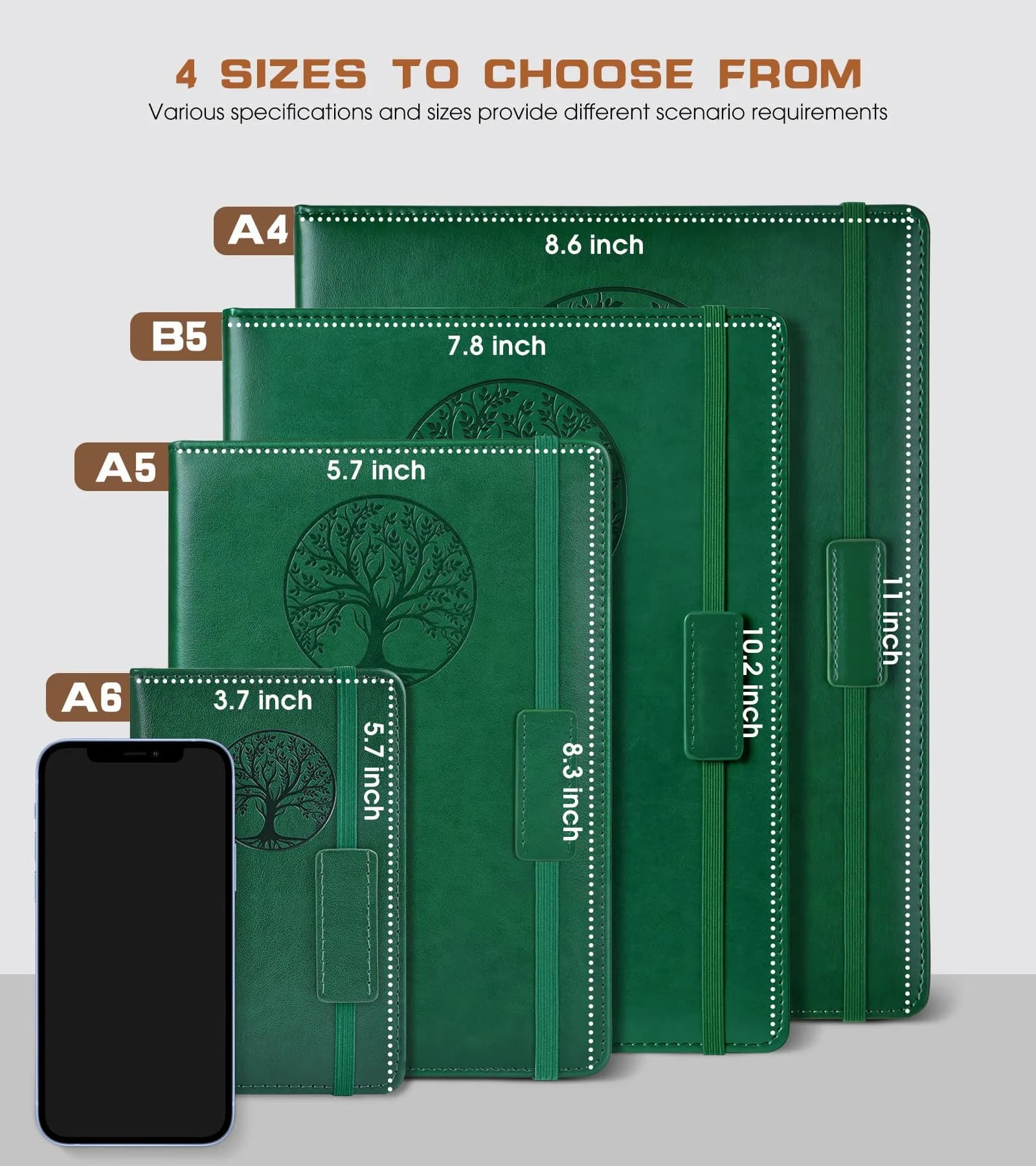 Biuwory Lined Journal Notebook, A4 Large Hardcover Leather Journal for Writing, 256 Pages, Green | Vintage Style Notebook for Professionals & Students - view 2