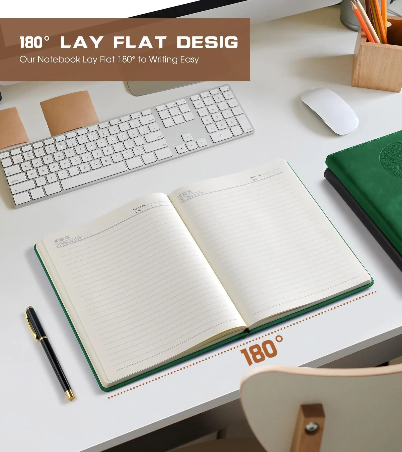 Biuwory Lined Journal Notebook, A4 Large Hardcover Leather Journal for Writing, 256 Pages, Green | Vintage Style Notebook for Professionals & Students - view 6