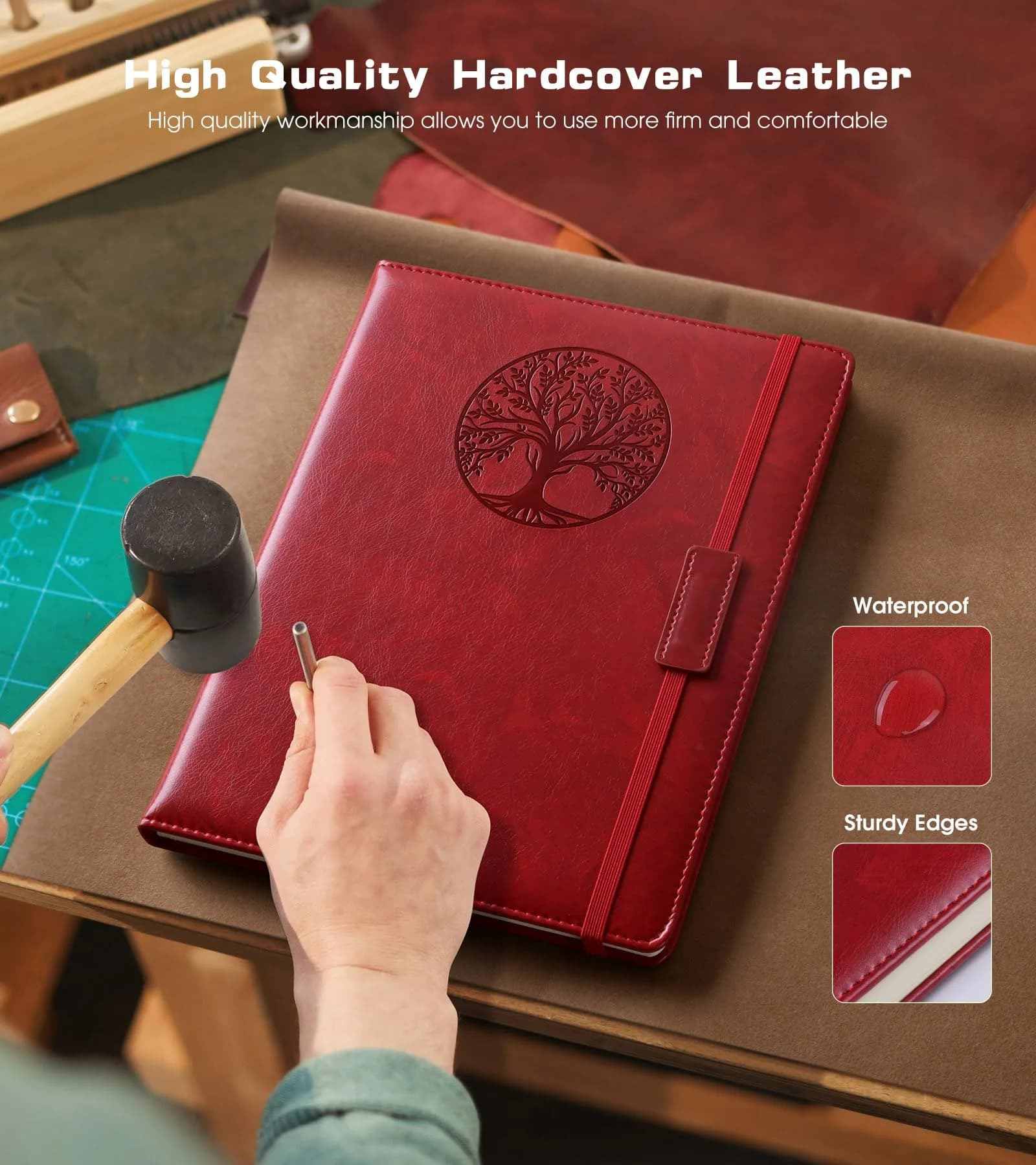 Biuwory Lined Journal Notebook B5 7.8"x10.2" | Vintage Leather-Look Cover, 256 Pages - view 3