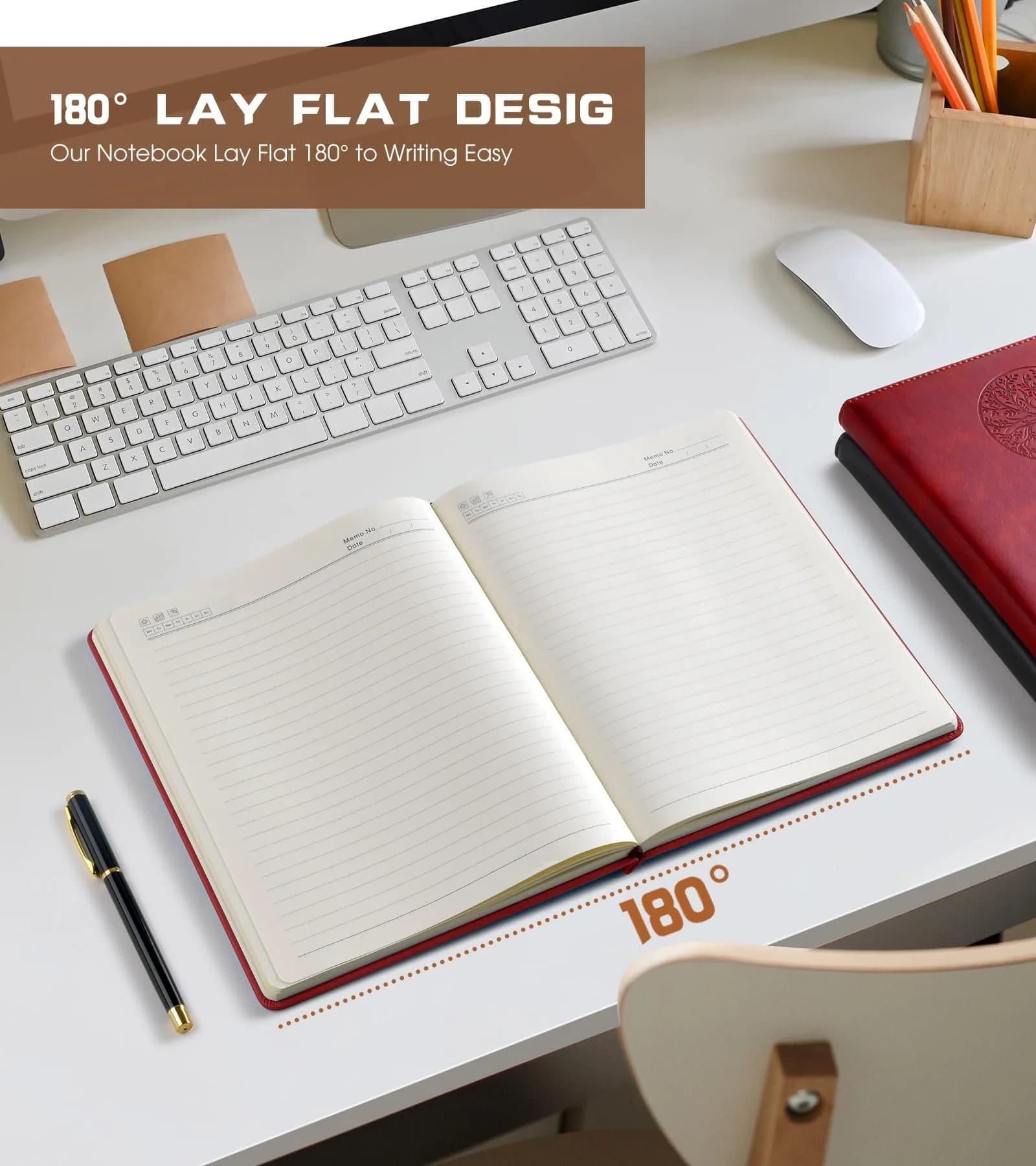 Biuwory Lined Journal Notebook B5 7.8"x10.2" | Vintage Leather-Look Cover, 256 Pages - view 6