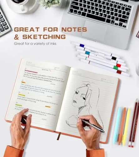 Biuwory B5 Leather Journal Notebook 25.5 cm (10.2") | Vintage Orange Hardcover with 256 Lined Acid-Free Pages thumbnail 5