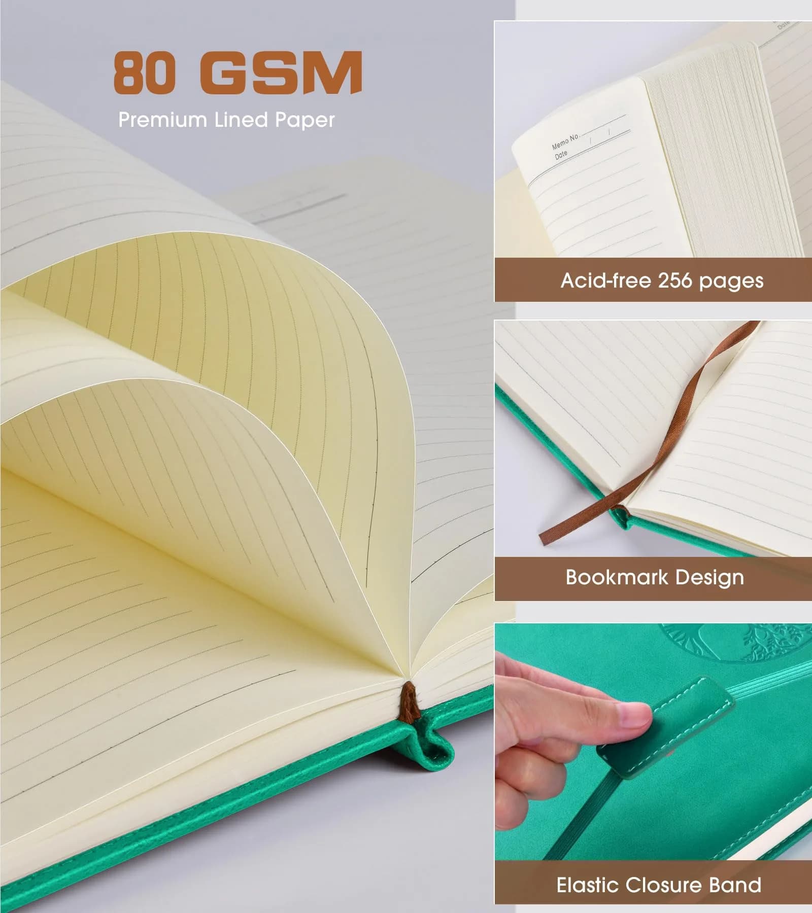 Biuwory Lined Journal Notebook A4 Large Hardcover Leather 256 Pages | Acid-Free Paper for Smooth Ink Flow - view 4