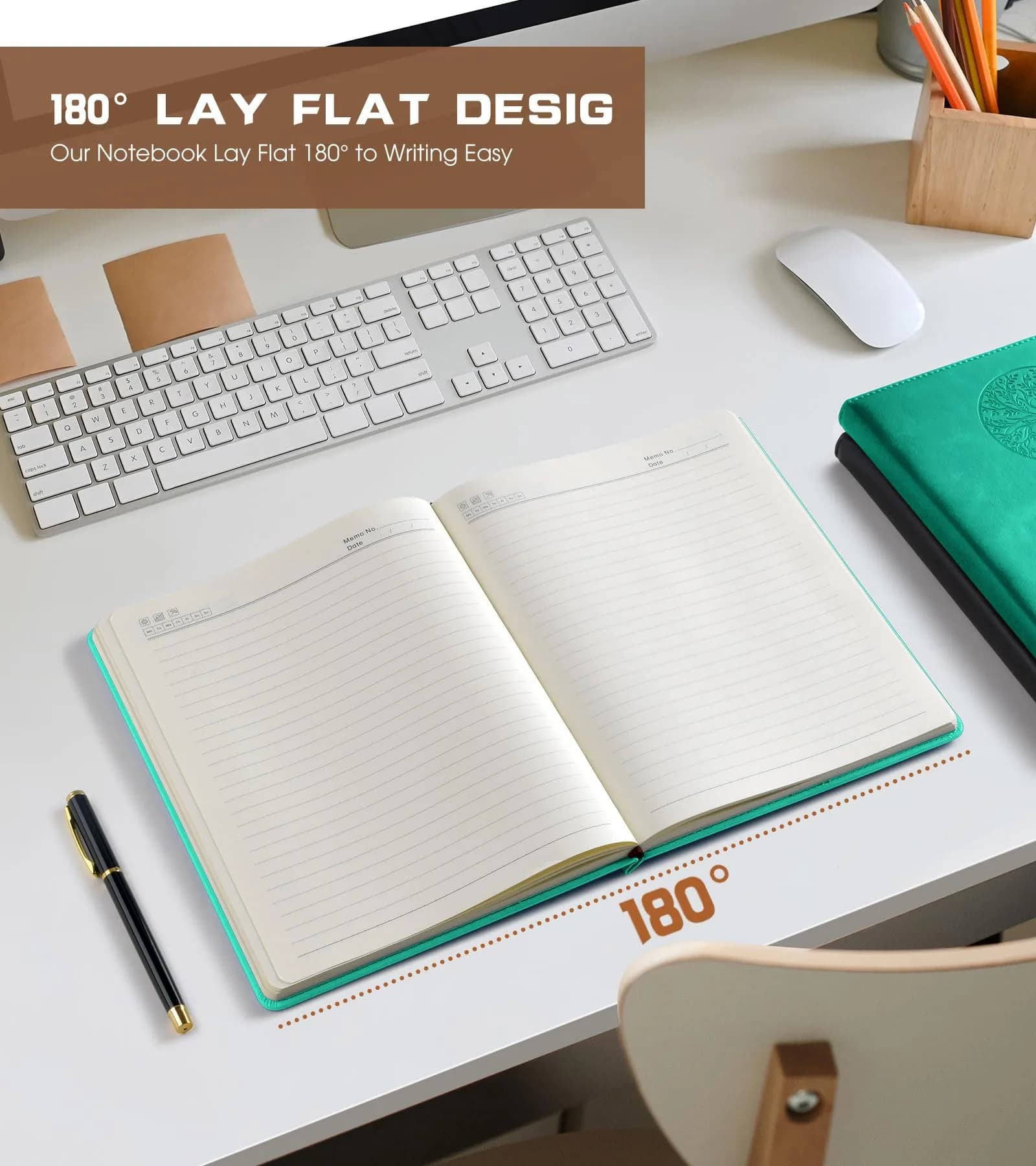 Biuwory Lined Journal Notebook A4 Large Hardcover Leather 256 Pages | Acid-Free Paper for Smooth Ink Flow - view 6
