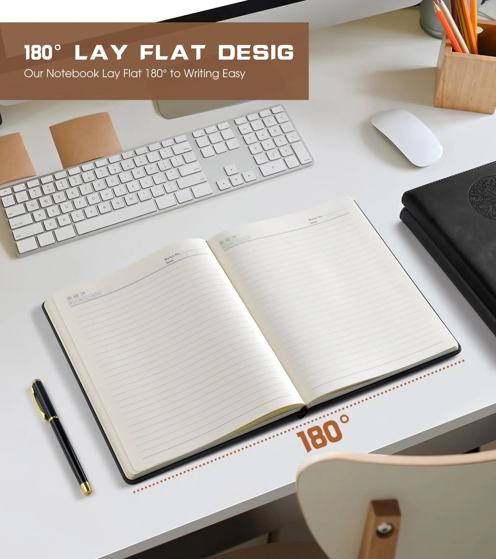 Biuwory Lined Journal Notebook B5 Large Hardcover Leather Journal (256 Pages, 7.8"×10.2") | Acid-Free Paper for Writing & Note Taking - view 6
