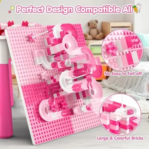OCATO Kids Table and Chair Set Kid Water Table Activity Tables | 152PCS Building Blocks & 2 Rabbit Chairs | For Ages 3-10 thumbnail 5