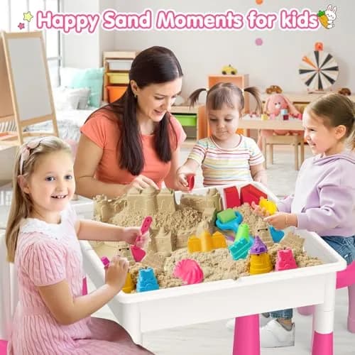 OCATO Kids Table and Chair Set Kid Water Table Activity Tables | 152PCS Building Blocks & 2 Rabbit Chairs | For Ages 3-10 thumbnail 8