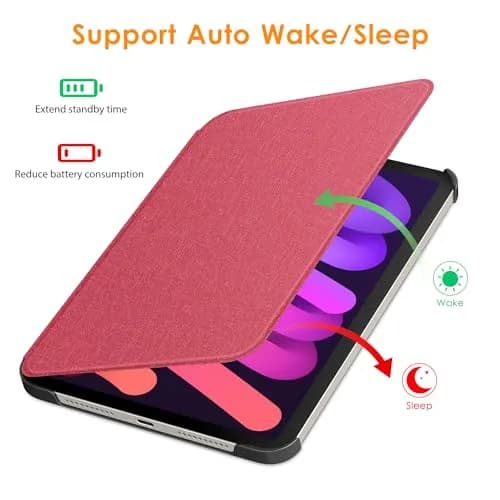 DTTO Case for iPad mini 7 (A17 Pro) / iPad mini 6 8.3-inch | Auto Sleep/Wake, Apple Pencil Support, Red thumbnail 6