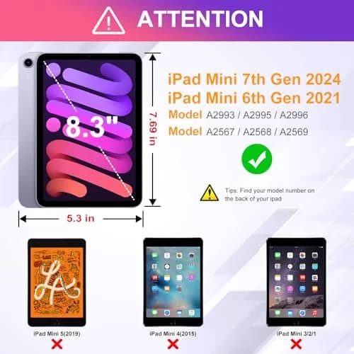 DTTO Case for iPad mini 7 (A17 Pro) / iPad mini 6 8.3-inch | Auto Sleep/Wake, Apple Pencil Support, Red thumbnail 2