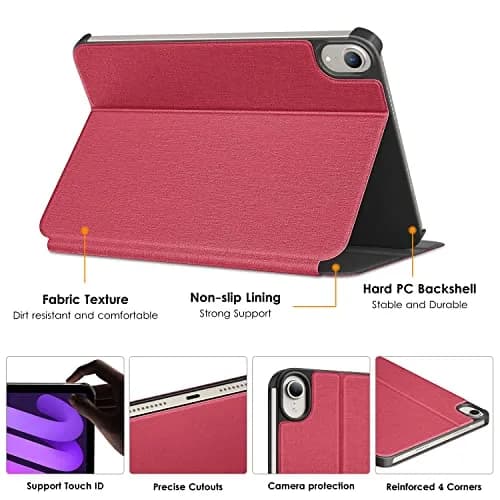 DTTO Case for iPad mini 7 (A17 Pro) / iPad mini 6 8.3-inch | Auto Sleep/Wake, Apple Pencil Support, Red thumbnail 3