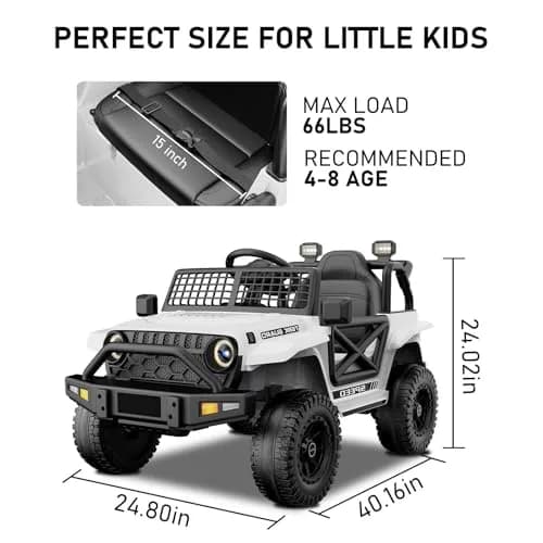 YunTopKids 12V Ride-On Toy Car for Kids | 7Ah Battery, Remote Control, White thumbnail 5