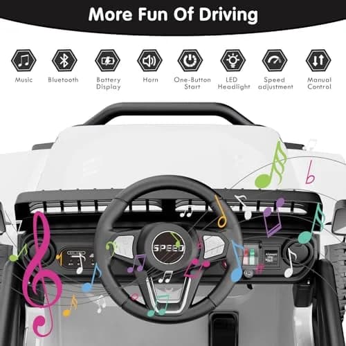 YunTopKids 12V Ride-On Toy Car for Kids | 7Ah Battery, Remote Control, White thumbnail 6
