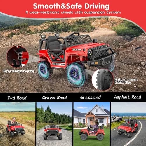 YunTopKids 12V Ride-On Toy Car for Kids | Remote Control, Bluetooth, 4-Wheel Suspension thumbnail 4