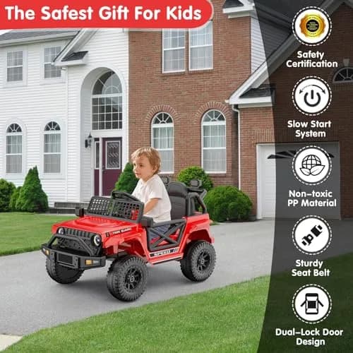 YunTopKids 12V Ride-On Toy Car for Kids | Remote Control, Bluetooth, 4-Wheel Suspension thumbnail 7